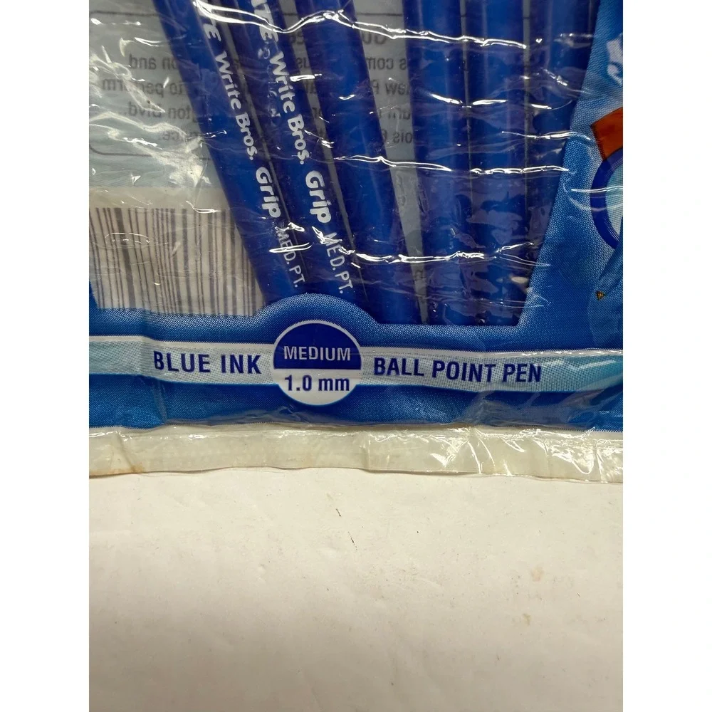 Paper Mate Write Bros Grip Blue Ink Ballpoint Pens Medium 1.0mm 8 Count 88086